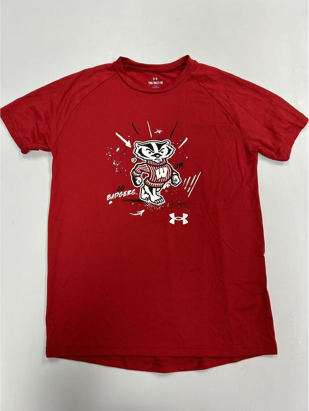 Youth Under Armour Wisconsin Badgers Red Graphic T-Shirt